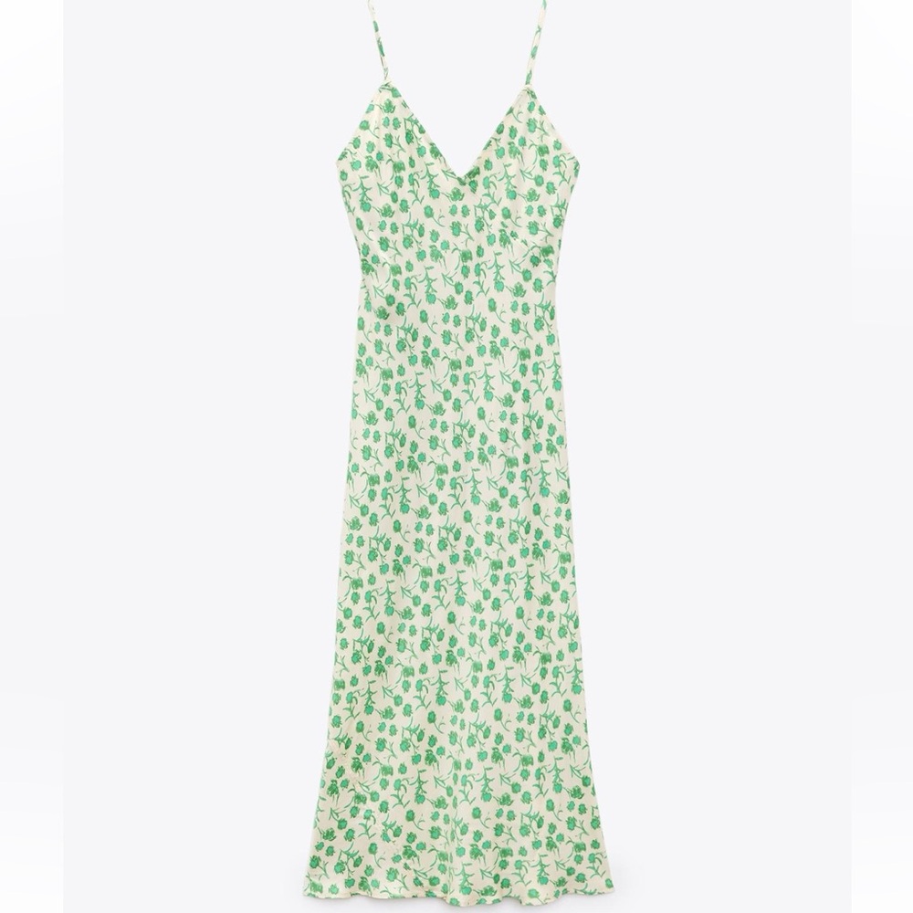 Zara long Print Floral Spaghetti Strap Dress XL NWT